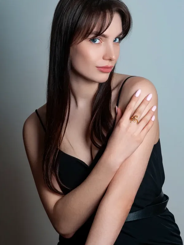 Кольцо из серебра, золочение лимонное