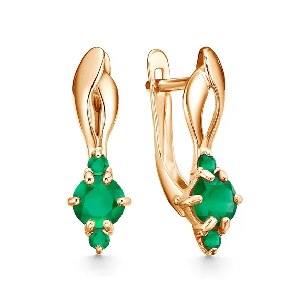 Серьги из серебра с с агатом, золочение