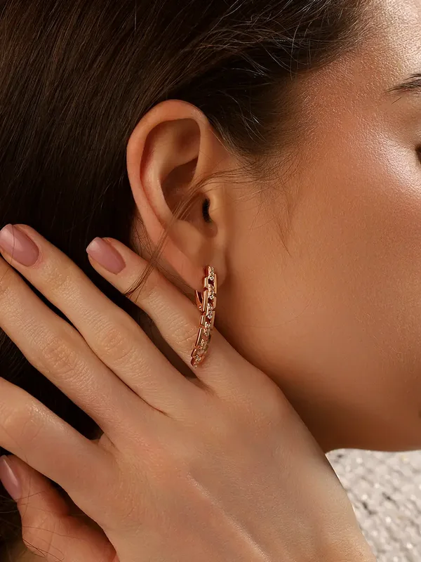 Серьги из серебра с фианитом, золочение