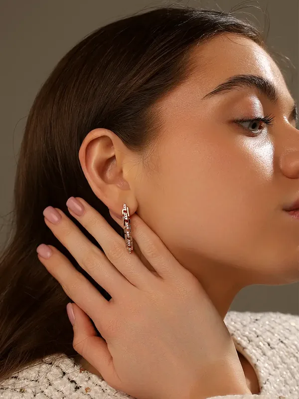 Серьги из серебра с фианитом, золочение