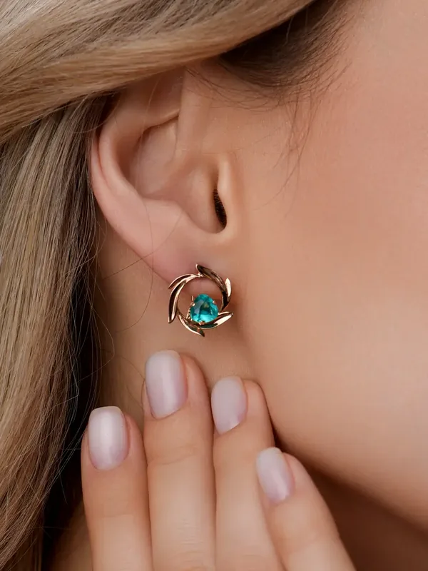 Серьги из серебра с кварцем, золочение
