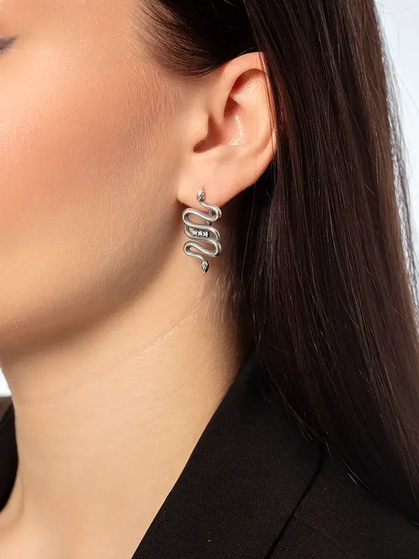 Серьги из серебра с фианитом, оксид