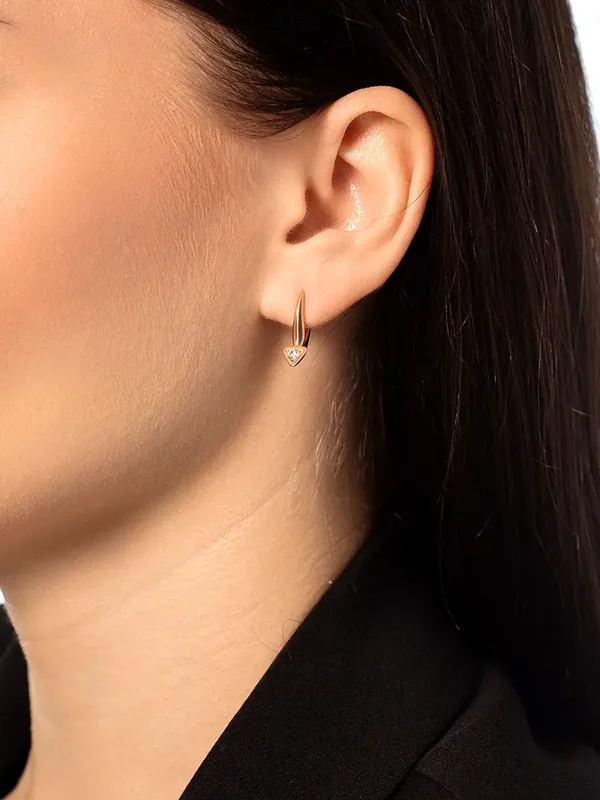 Серьги из серебра с фианитом, золочение