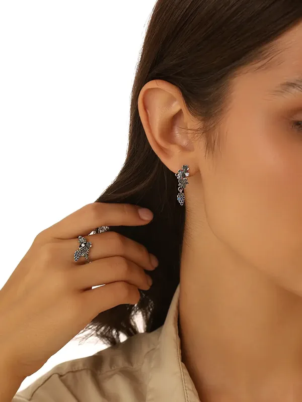 Серьги из серебра с фианитом, оксид