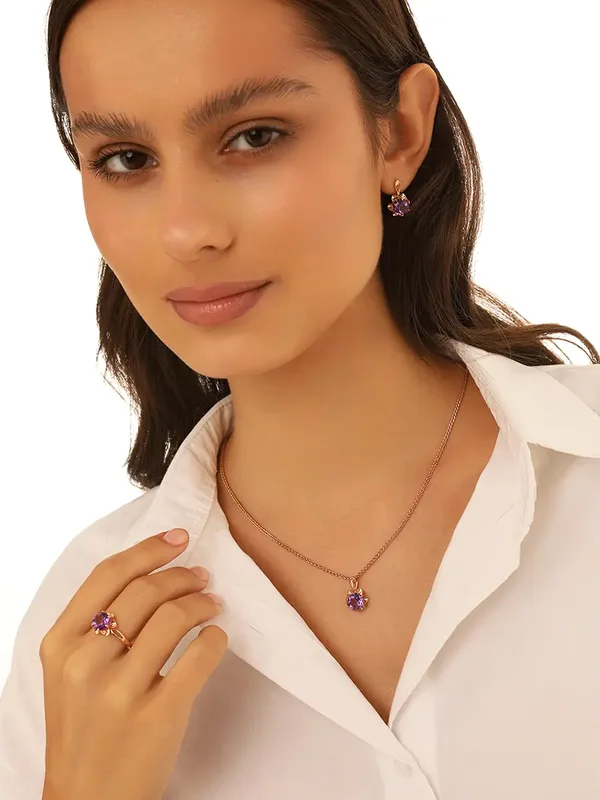 Серьги из серебра с аметистом, золочение