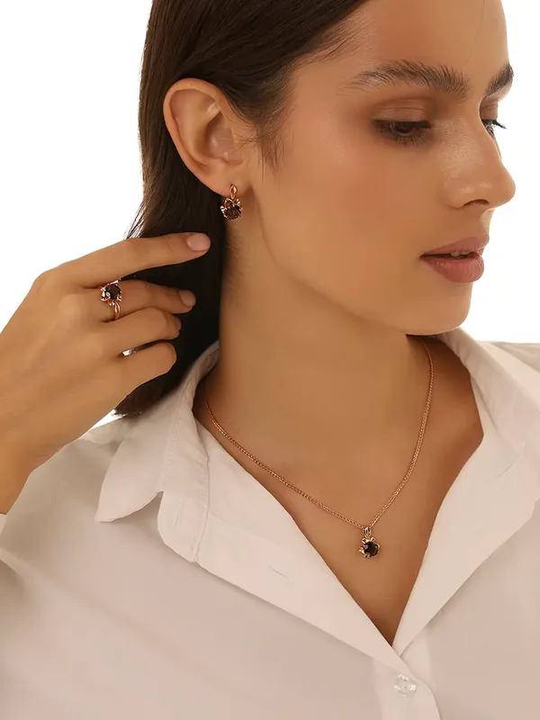 Серьги из серебра с топазом, золочение