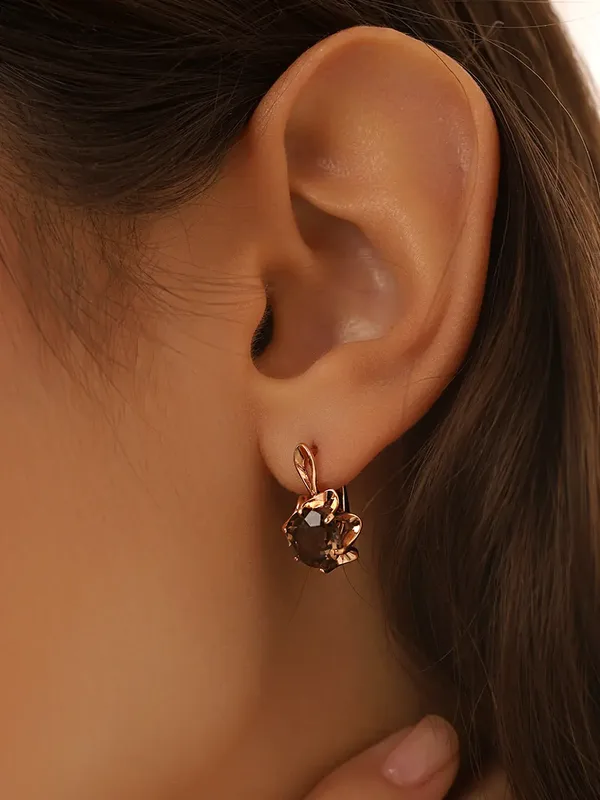 Серьги из серебра с топазом, золочение