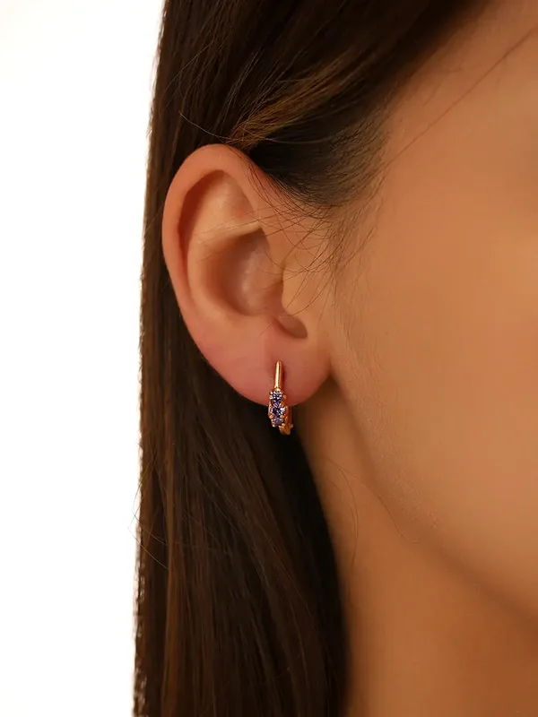 Серьги из серебра с аметистом и нано-кристаллом, золочение
