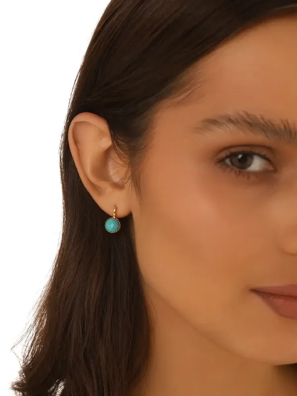 Серьги из серебра с бирюзой, золочение лимонное