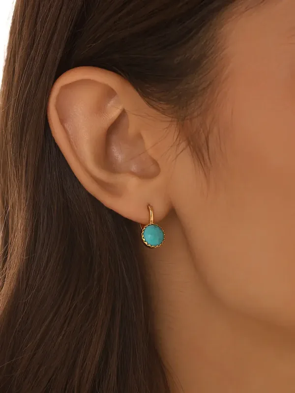 Серьги из серебра с бирюзой, золочение лимонное