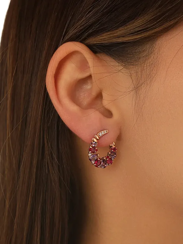Серьги из серебра с аметистом и фианитом, золочение