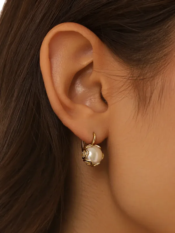 Серьги из серебра с жемчугом, золочение