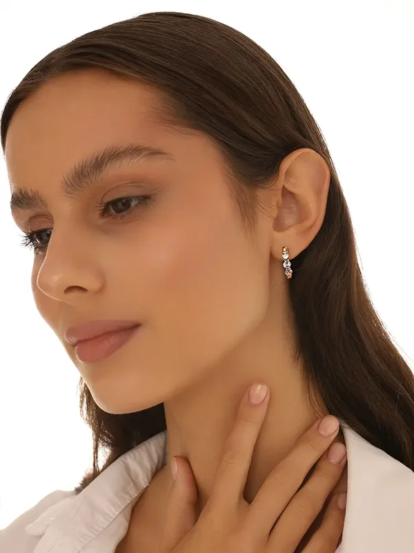 Серьги из серебра с топазом и фианитом, золочение