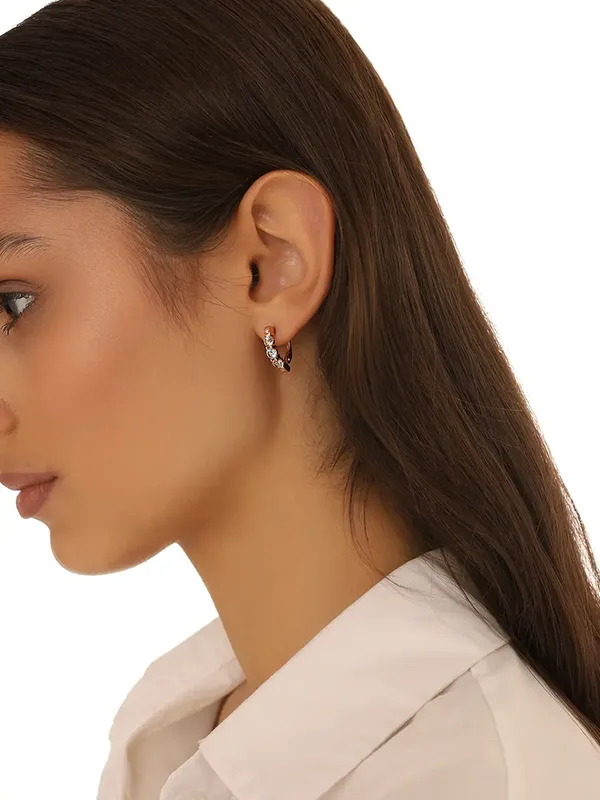 Серьги из серебра с топазом и фианитом, золочение