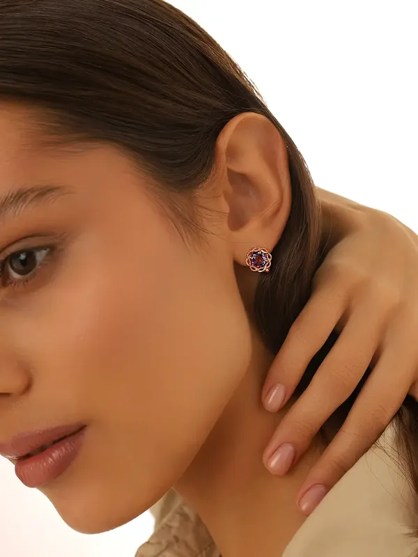 Серьги из серебра с аметистом, золочение