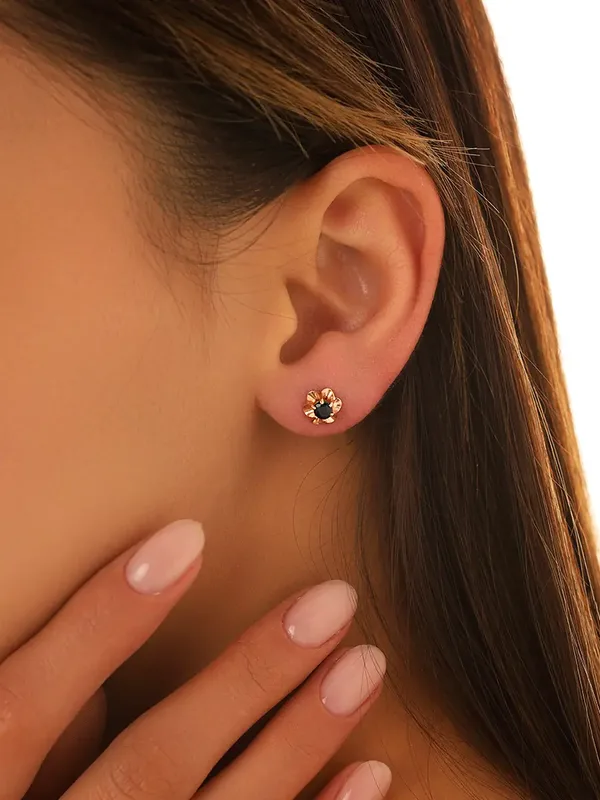 Серьги из серебра с сапфиром, золочение