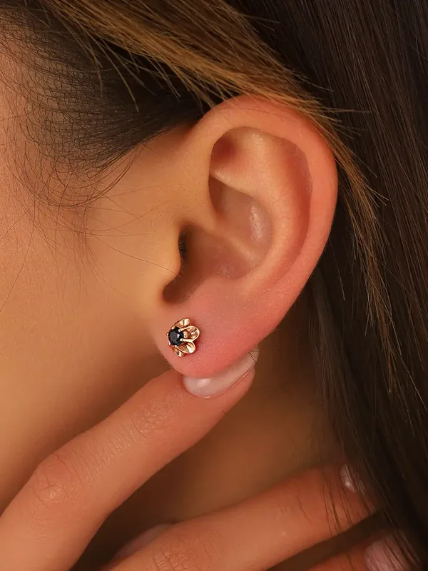 Серьги из серебра с сапфиром, золочение