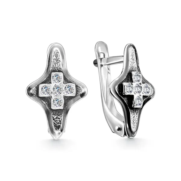 Серьги из серебра с фианитом, оксид