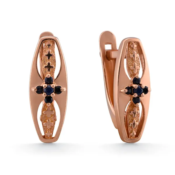 Серьги из серебра с сапфиром, золочение