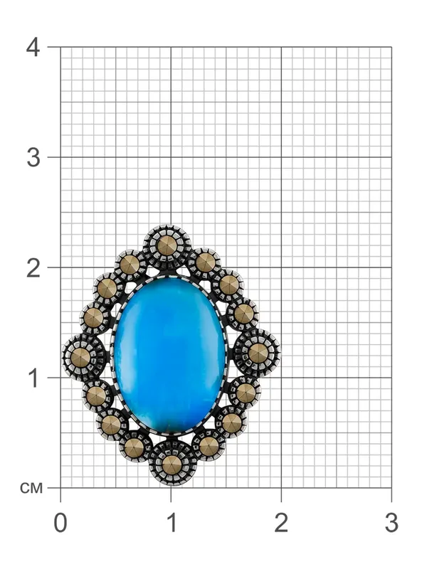 Серьги из серебра с бирюзой и марказитом, оксид