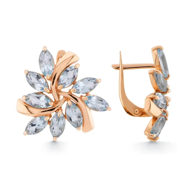 Серьги из серебра с топазом, золочение