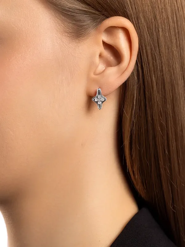 Серьги из серебра с фианитом, оксид
