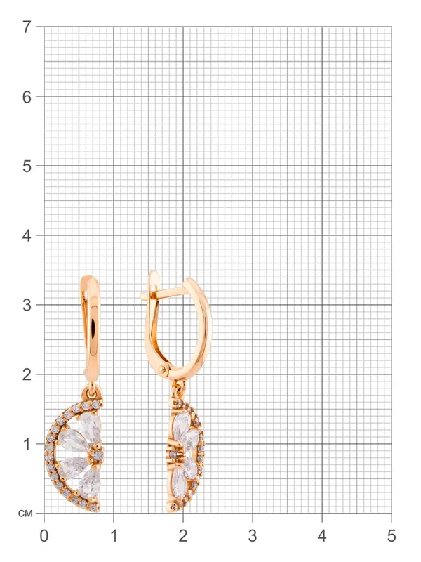 Серьги из серебра с фианитом, золочение