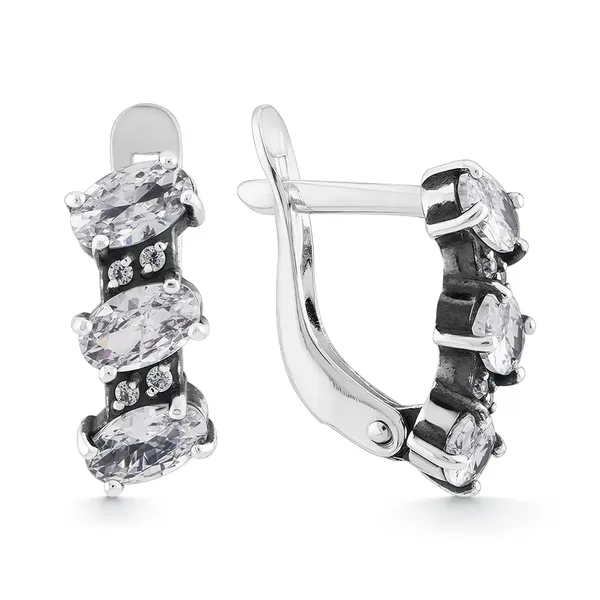 Серьги из серебра с фианитом, оксид
