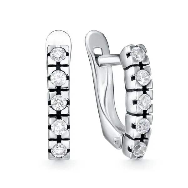 Серьги из серебра с фианитом, оксид