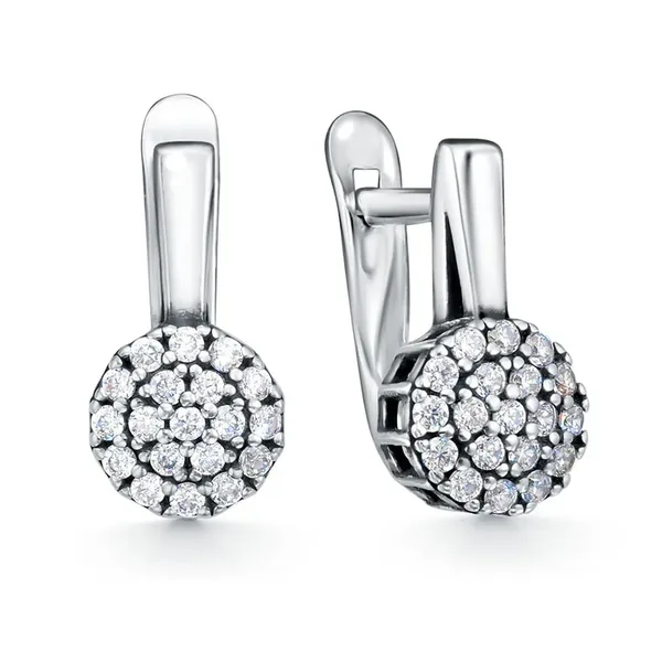 Серьги из серебра с фианитом, оксид