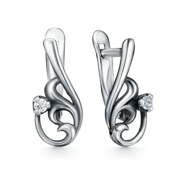 Серьги из серебра с фианитом, оксид