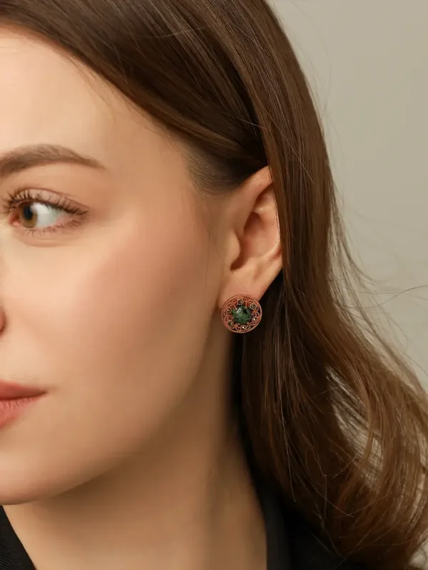 Серьги из серебра с кварцем и марказитом, золочение