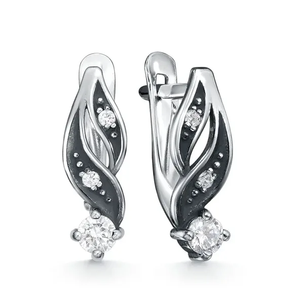 Серьги из серебра с фианитом, оксид