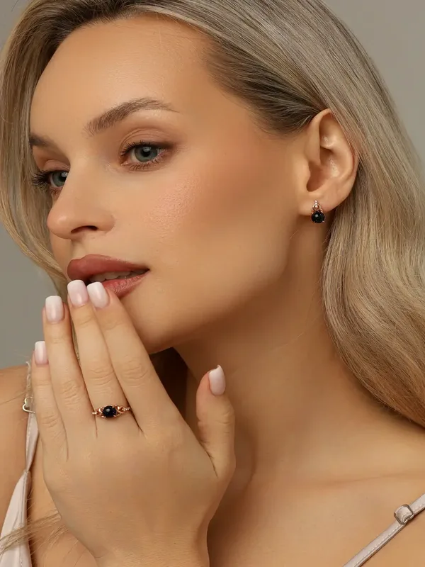 Кольцо из серебра с фианитом, золочение