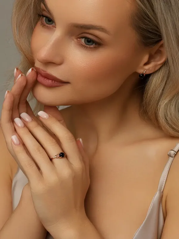 Кольцо из серебра с фианитом, золочение