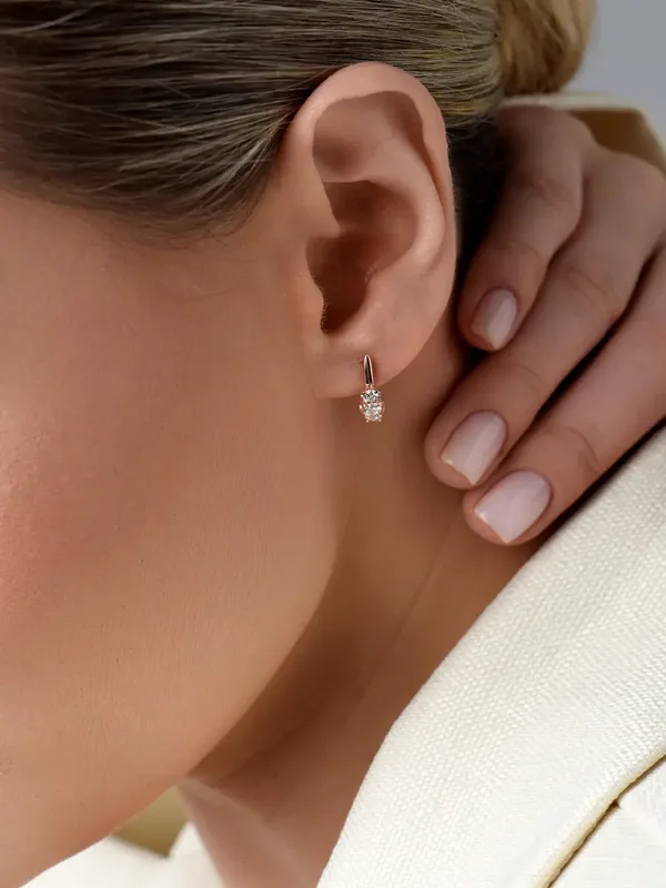 Серьги из серебра с фианитом, золочение