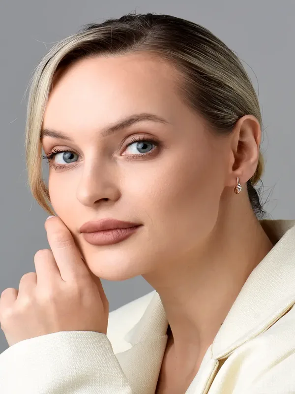 Серьги из серебра с фианитом, золочение