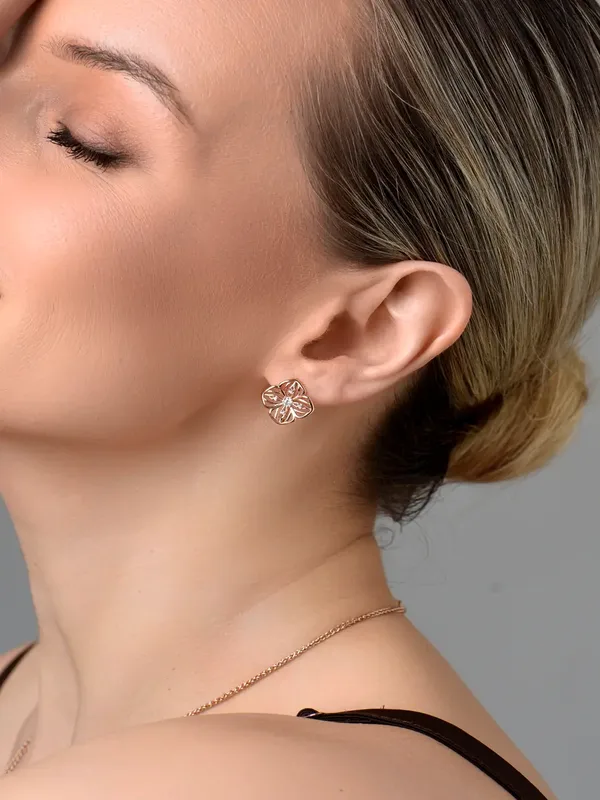 Серьги из серебра с фианитом, золочение