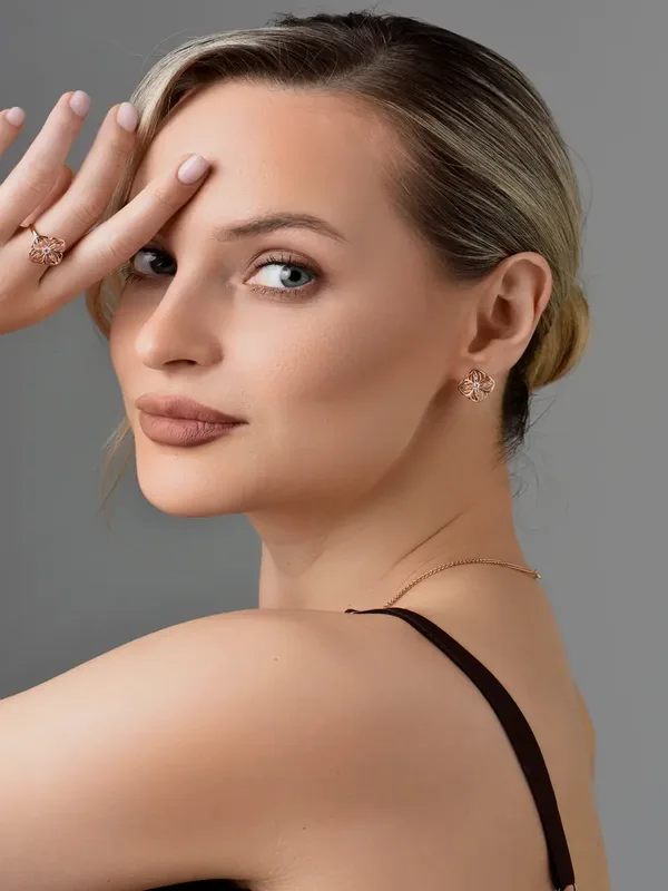 Серьги из серебра с фианитом, золочение