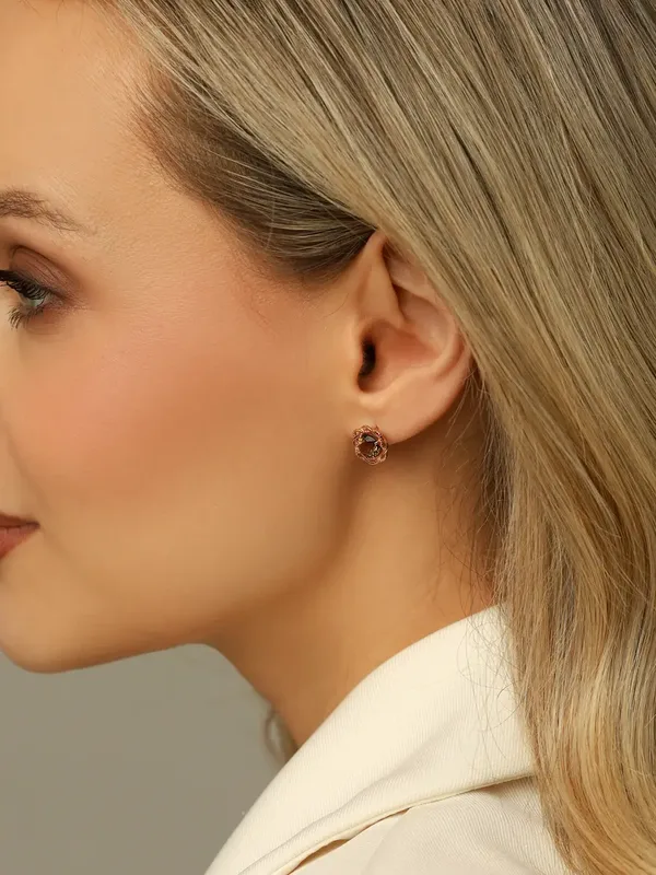 Серьги из серебра с топазом, золочение