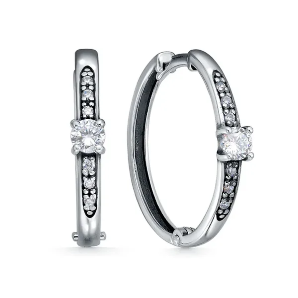 Серьги из серебра с фианитом, оксид