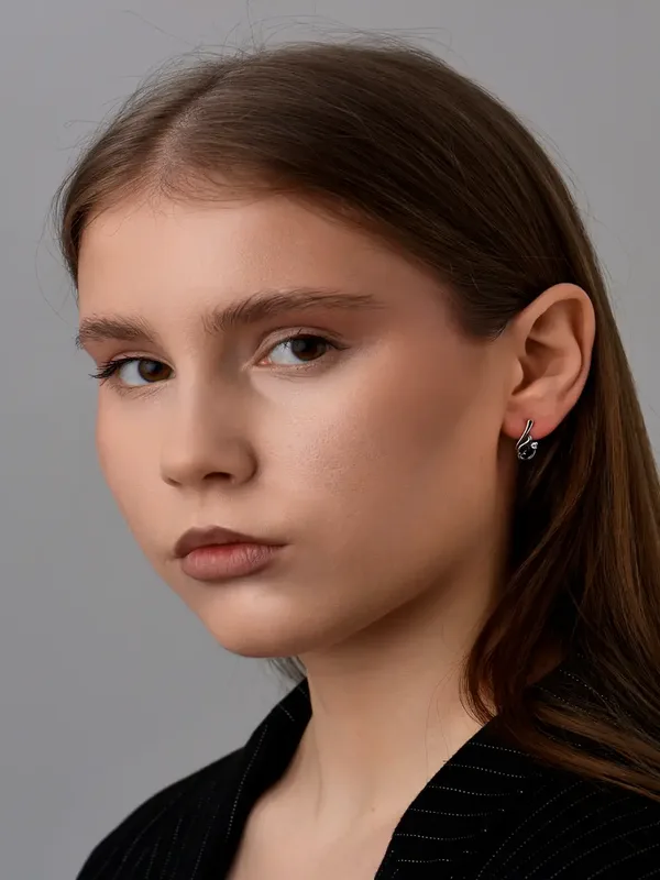 Серьги из серебра с фианитом, оксид