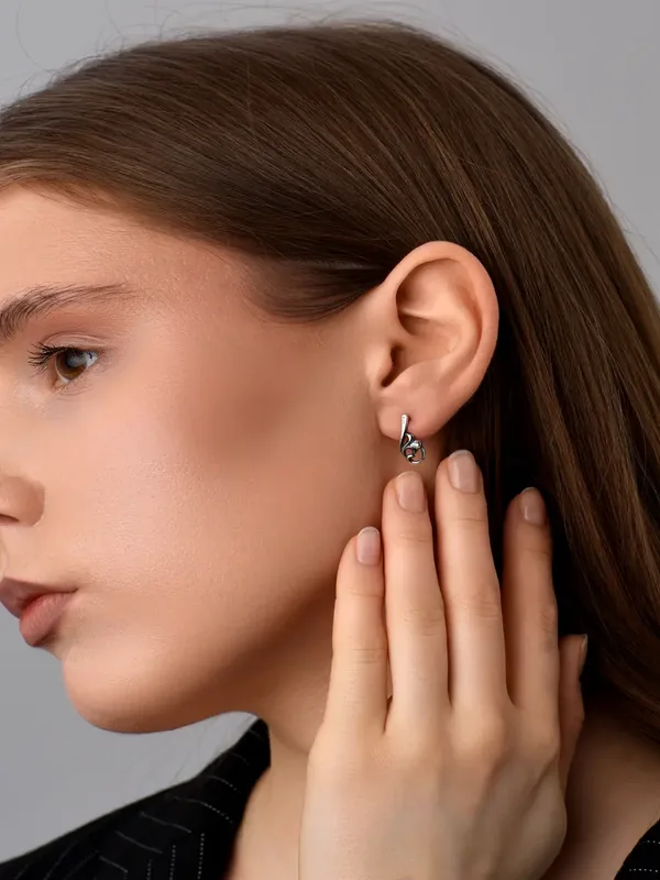 Серьги из серебра с фианитом, оксид