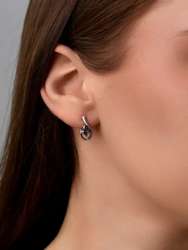 Серьги из серебра с фианитом, оксид