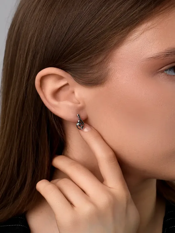 Серьги из серебра с фианитом, оксид