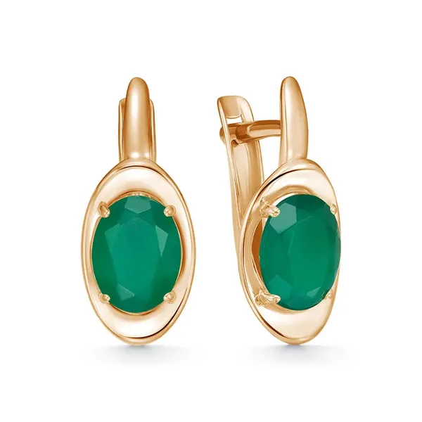 Серьги из серебра с с агатом, золочение