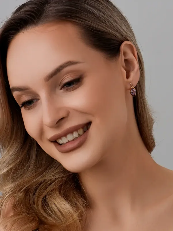 Серьги из серебра с аметистом, золочение