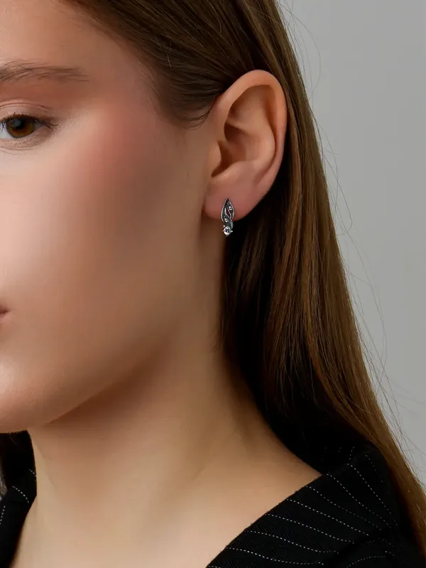 Серьги из серебра с фианитом, оксид