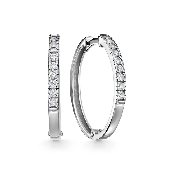 Серьги из серебра с фианитом, родий