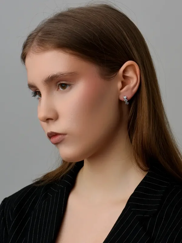 Серьги из серебра с фианитом, оксид